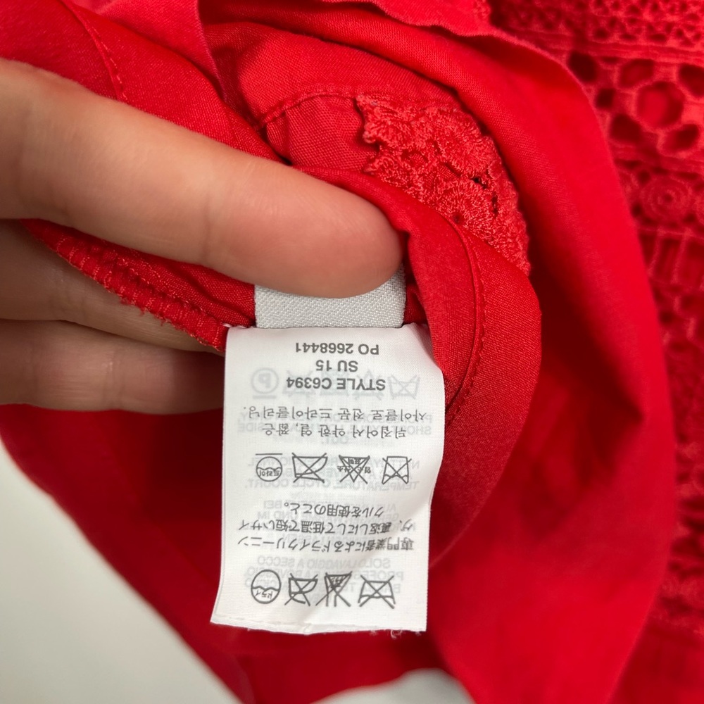 J.Crew Radish Coral-Red Embroidered Lace Sleeveless Shift Dress Cotton Size M - Picture 13 of 14